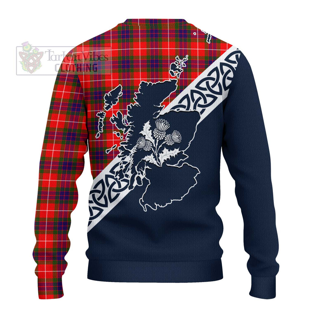 Tartan Vibes Clothing Abernethy Tartan Knitted Sweater Featuring Thistle and Scotland Map