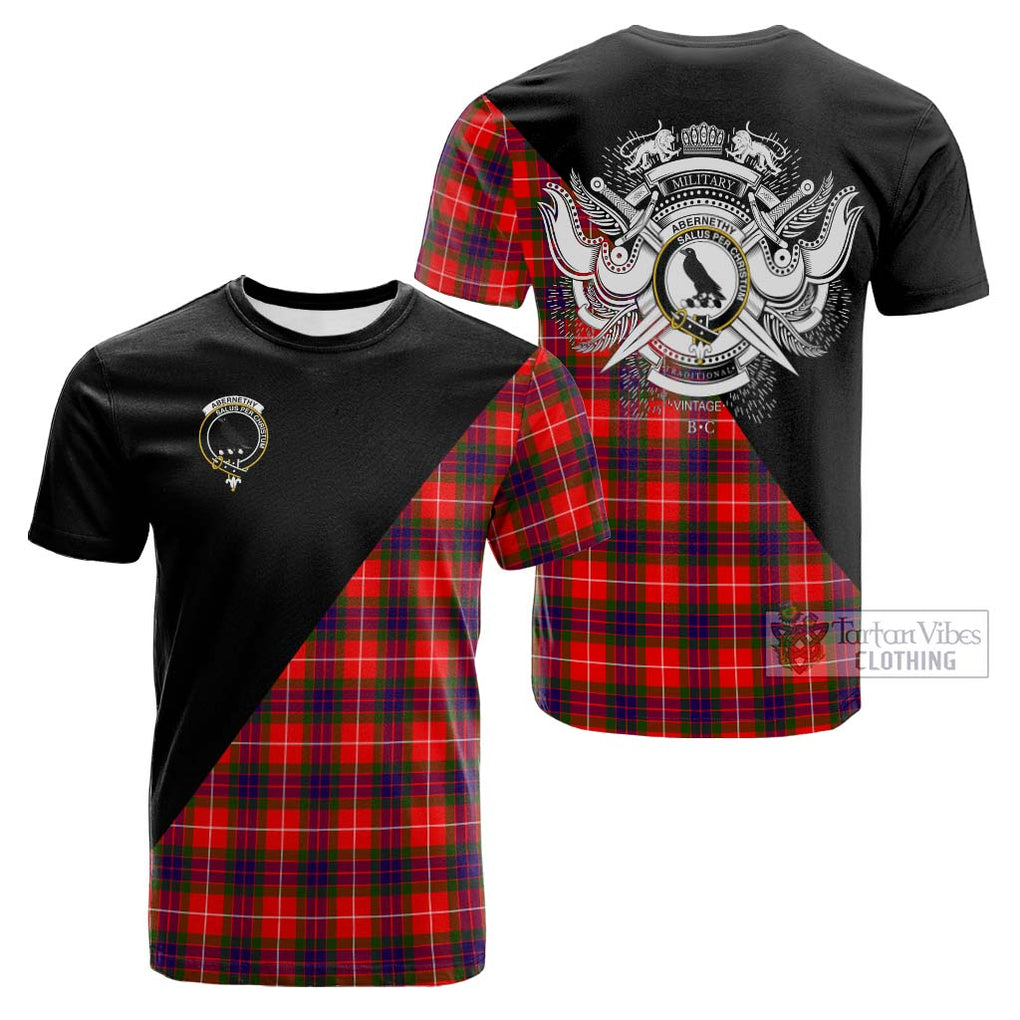 Tartan Vibes Clothing Abernethy Tartan Cotton T-shirt with Family Crest and Military Logo Style