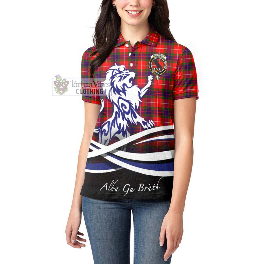 Abernethy Tartan Women's Polo Shirt with Alba Gu Brath Regal Lion Emblem - Tartanvibesclothing Shop