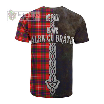 Abernethy Tartan Family Crest Cotton T-shirt Alba Gu Brath Be Brave Lion Ancient Style - Tartan Vibes Clothing