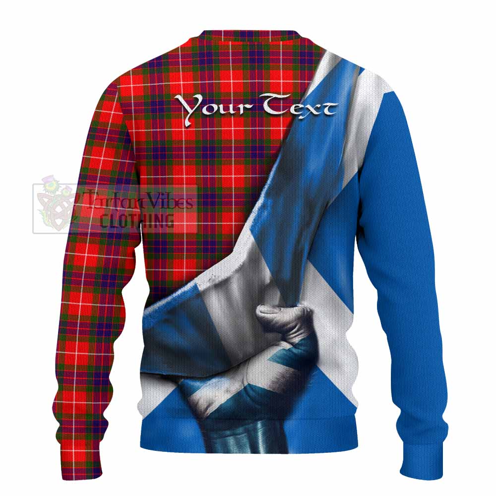 Tartan Vibes Clothing Abernethy Tartan Knitted Sweater with Family Crest Scotland Patriotic Style