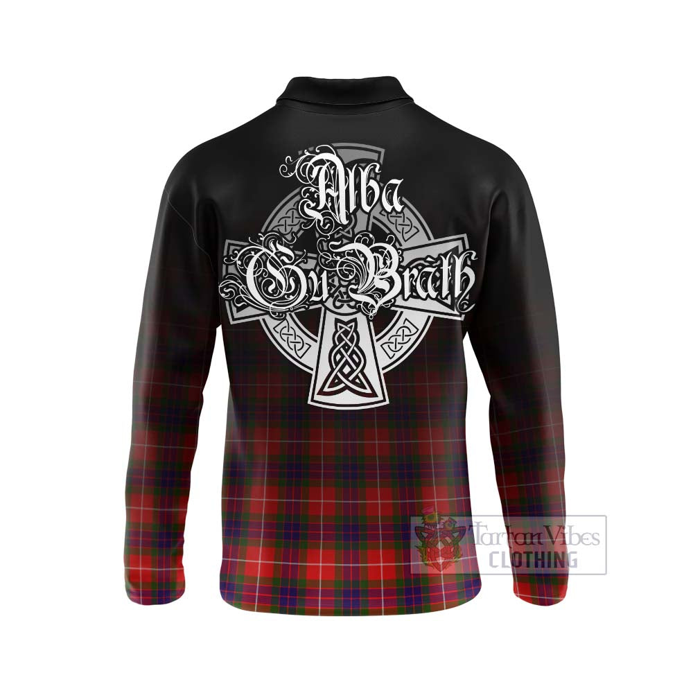 Tartan Vibes Clothing Abernethy Tartan Long Sleeve Polo Shirt Featuring Alba Gu Brath Family Crest Celtic Inspired