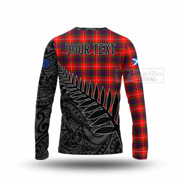 Abernethy Crest Tartan Long Sleeve T-Shirt with New Zealand Silver Fern Half Style - Tartan Vibes Clothing