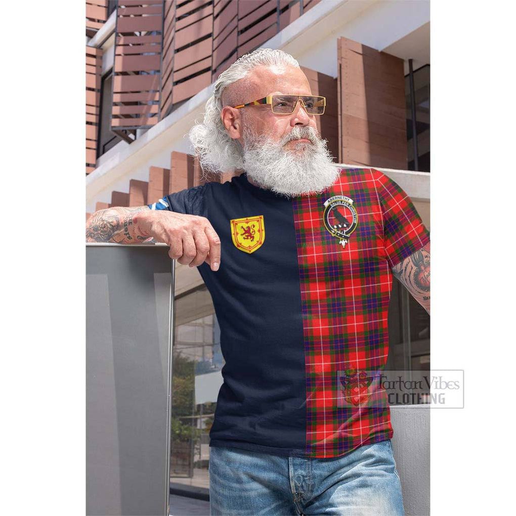 Tartan Vibes Clothing Abernethy Tartan Cotton T-shirt with Scottish Lion Royal Arm Half Style