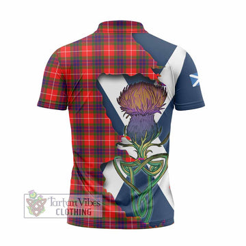 Abernethy Tartan Family Crest Zipper Polo Shirt Scottish Thistle Celtic Inspired - Tartan Vibes Clothing