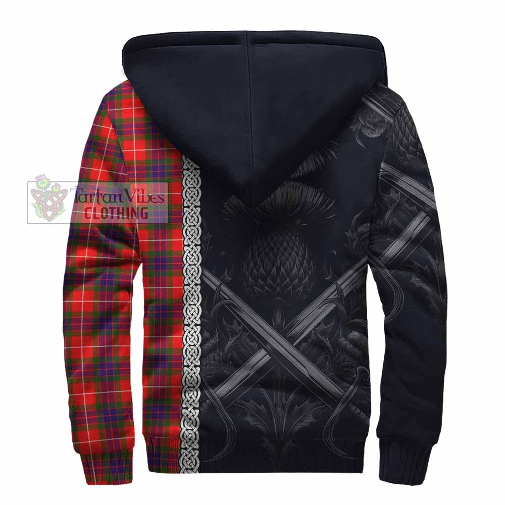 Abernethy Tartan Sherpa Hoodie with Family Crest Cross Sword Thistle Celtic Vibes - Tartan Vibes Clothing