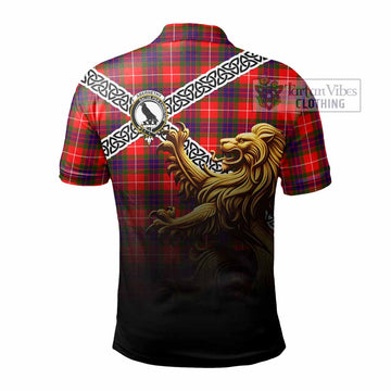 Abernethy Crest Tartan Polo Shirt with Golden Lion Emblem Celtic Style - Tartan Vibes Clothing