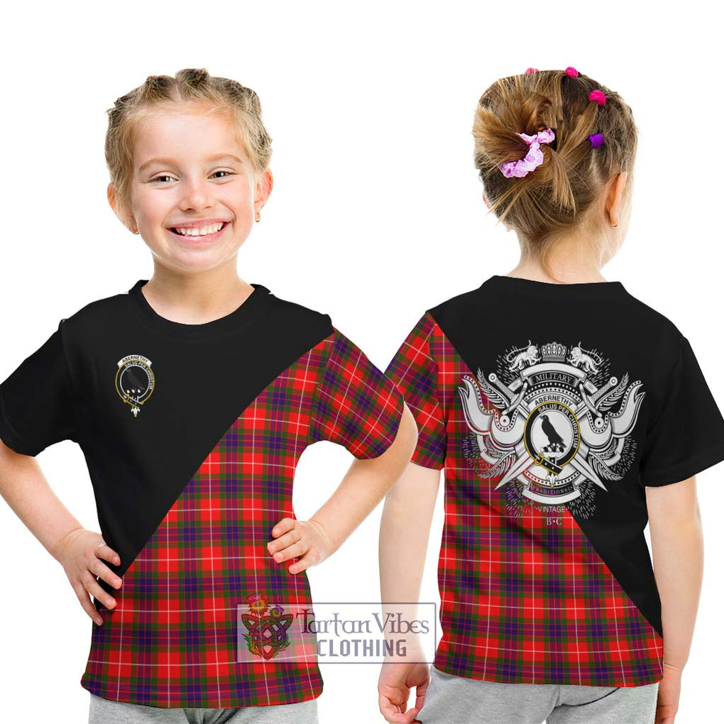 Abernethy Tartan Kid T-Shirt with Family Crest and Military Logo Style - Tartanvibesclothing Shop