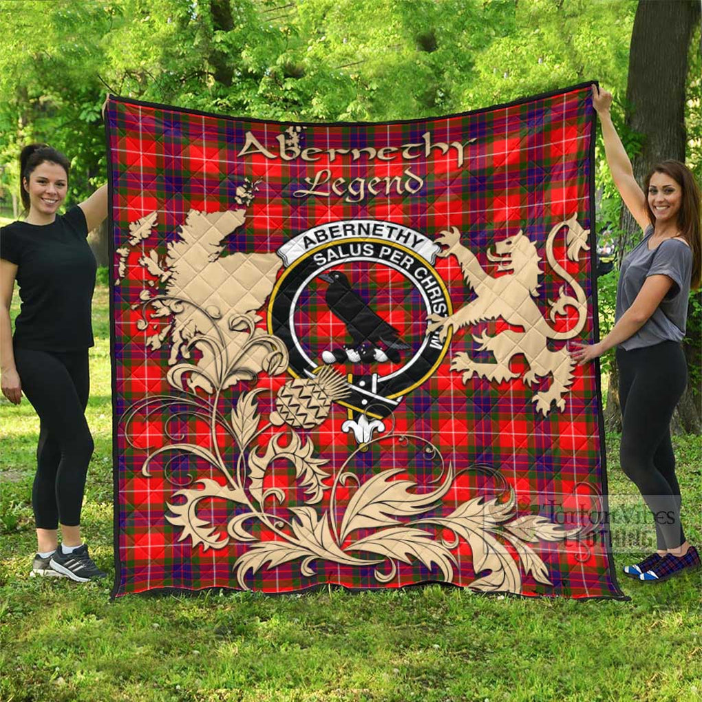 Tartan Vibes Clothing Abernethy Tartan Quilt with Family Crest and Scottish Symbol Style