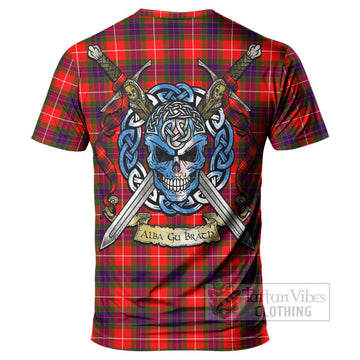 Abernethy Tartan T-Shirt with Family Crest Celtic Skull Style