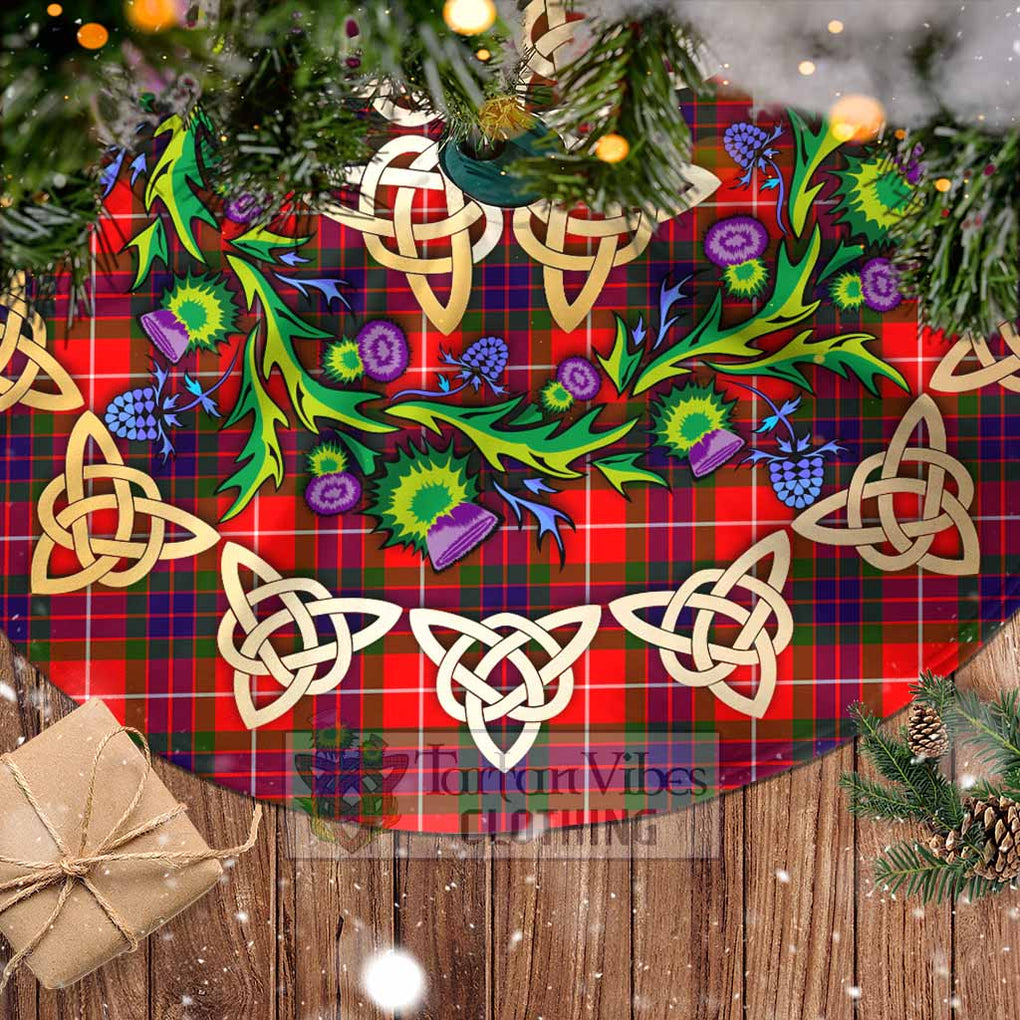 Tartan Vibes Clothing Abernethy Tartan Christmas Tree Skirt with Thistle Celtic Knot Style