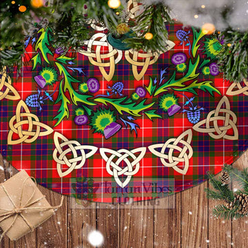 Abernethy Tartan Christmas Tree Skirt with Thistle Celtic Knot Style