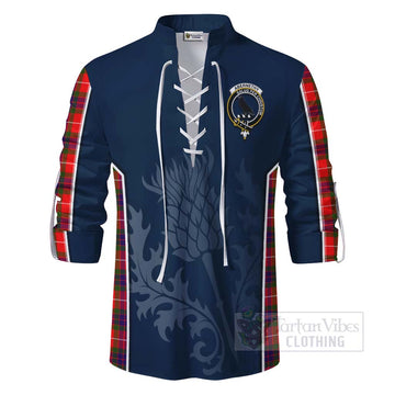 Abernethy Tartan Ghillie Kilt Shirt with Family Crest and Scottish Thistle Vibes Sport Style