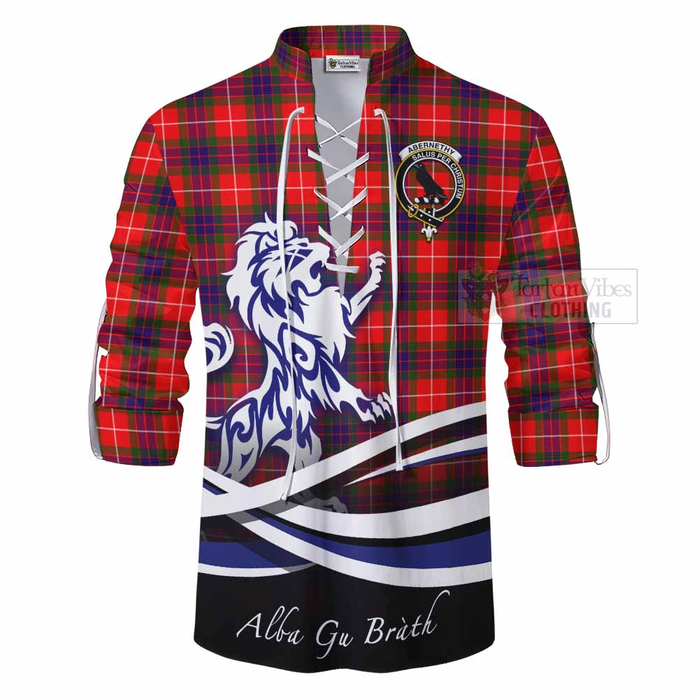 Tartan Vibes Clothing Abernethy Tartan Ghillie Kilt Shirt with Alba Gu Brath Regal Lion Emblem