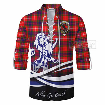 Abernethy Tartan Ghillie Kilt Shirt with Alba Gu Brath Regal Lion Emblem