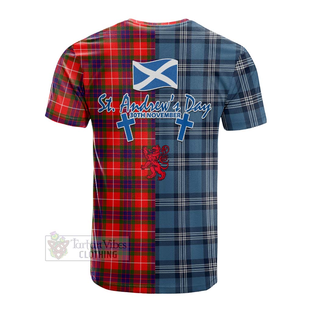 Tartan Vibes Clothing Abernethy Tartan Cotton T-shirt Happy St. Andrew's Day Half Tartan Style