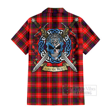 Abernethy Tartan Hawaiian Shirt with Family Crest Celtic Skull Style - Tartan Vibes Clothing