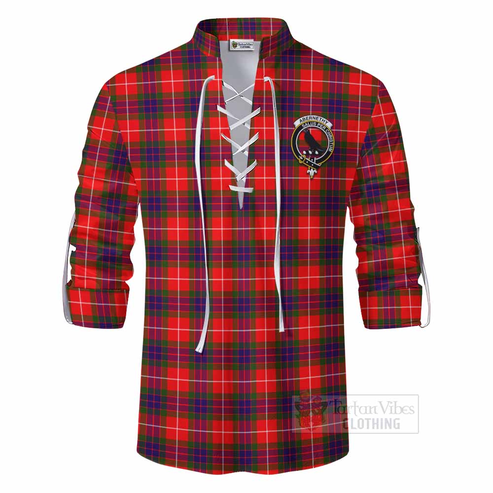 Tartan Vibes Clothing Abernethy Tartan Ghillie Kilt Shirt with Family Crest DNA In Me Style