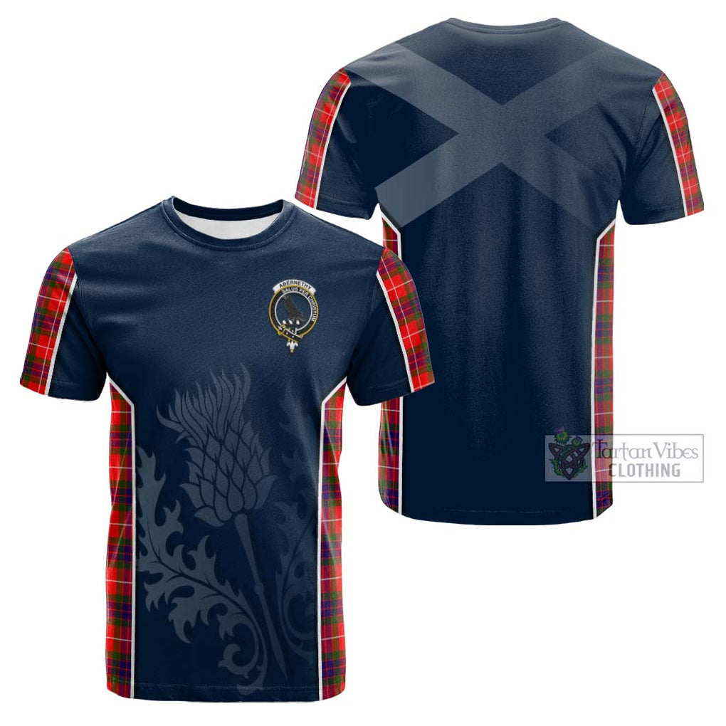 Tartan Vibes Clothing Abernethy Tartan Cotton T-shirt with Family Crest and Scottish Thistle Vibes Sport Style