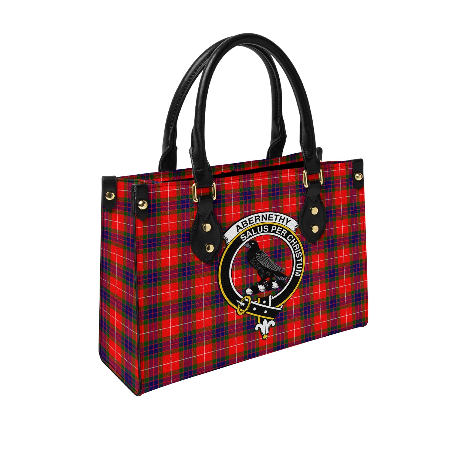 Abernethy Tartan Leather Bag with Family Crest - Tartanvibesclothing