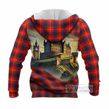 Abernethy Tartan Family Crest Knitted Hoodie with Scottish Ancient Castle Style - Tartan Vibes Clothing