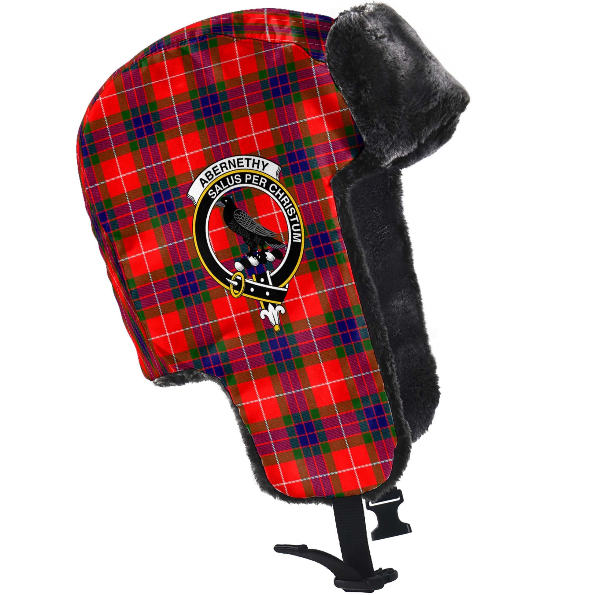 Abernethy Tartan Winter Trapper Hat with Family Crest - Tartanvibesclothing