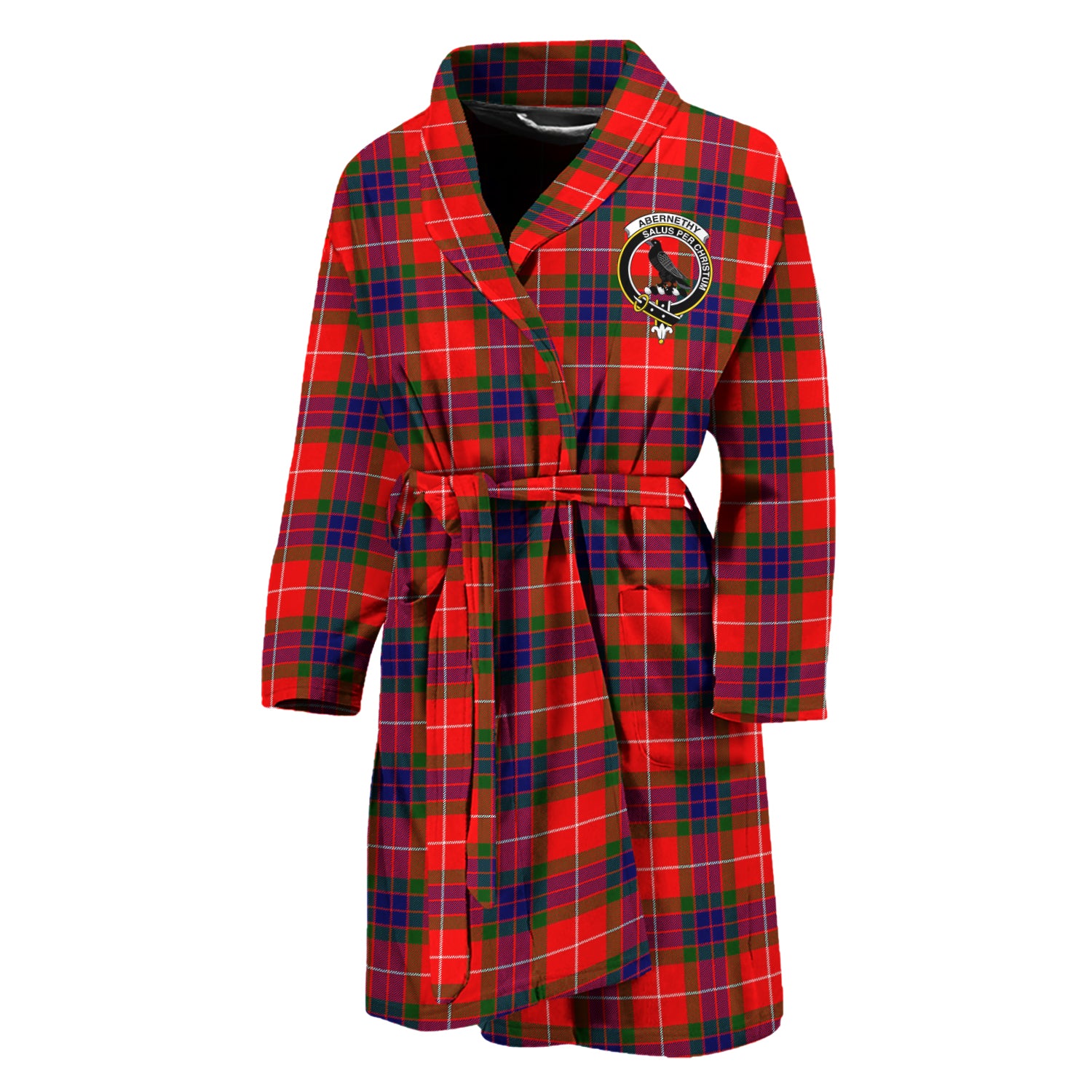 Abernethy Tartan Bathrobe with Family Crest Unisex M - Tartan Vibes Clothing