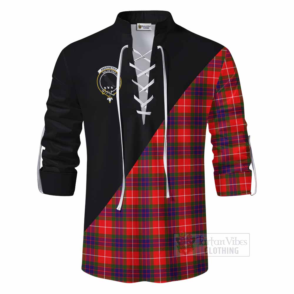 Tartan Vibes Clothing Abernethy Tartan Ghillie Kilt Shirt with Family Crest and Military Logo Style