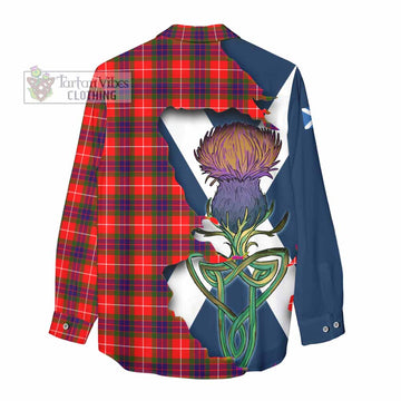 Abernethy Tartan Family Crest Women's Casual Shirt Scottish Thistle Celtic Inspired - Tartan Vibes Clothing