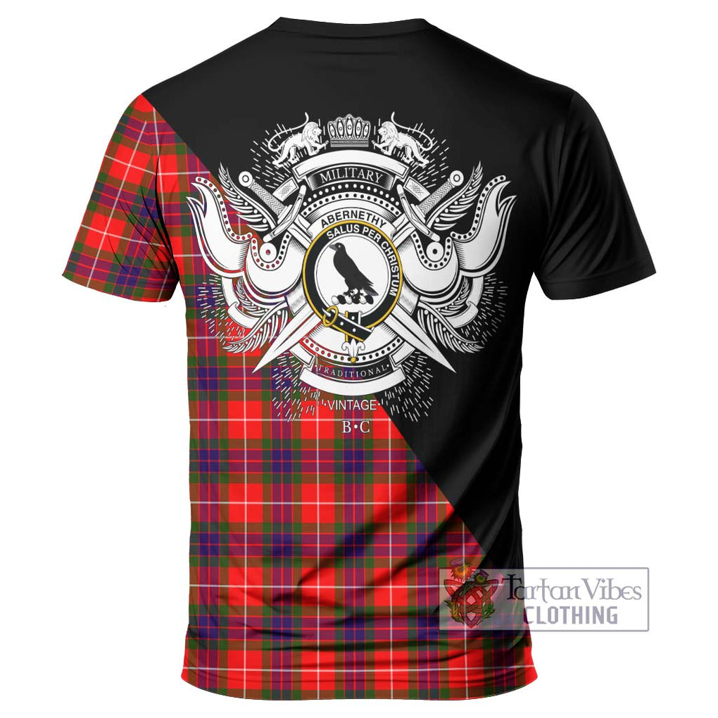 Abernethy Tartan T-Shirt with Family Crest and Military Logo Style - Tartanvibesclothing Shop