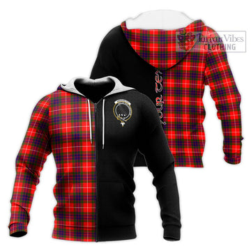 Abernethy Tartan Knitted Hoodie with Family Crest and Half Of Me Style