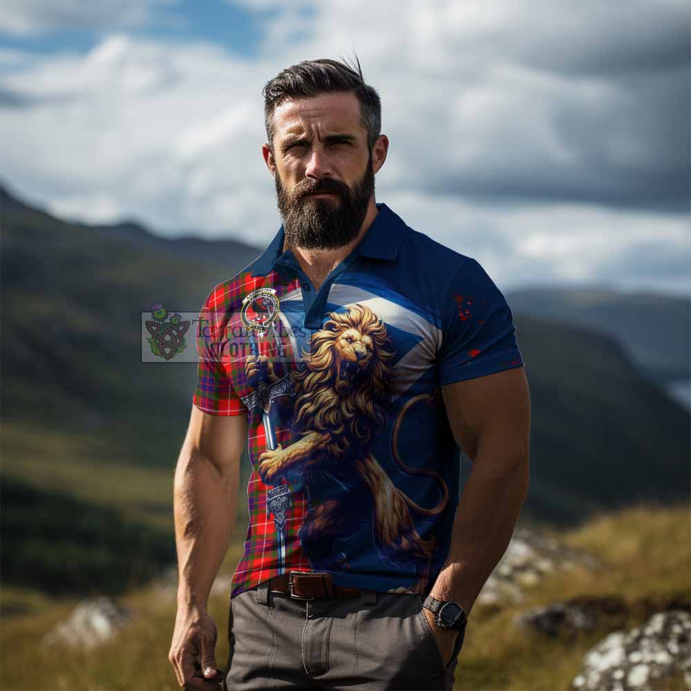 Tartan Vibes Clothing Abernethy Tartan Family Crest Men's Polo Shirt with Scottish Majestic Lion