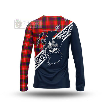 Abernethy Tartan Long Sleeve T-Shirt Featuring Thistle and Scotland Map - Tartan Vibes Clothing