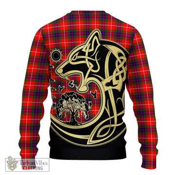 Abernethy Tartan Ugly Sweater with Family Crest Celtic Wolf Style