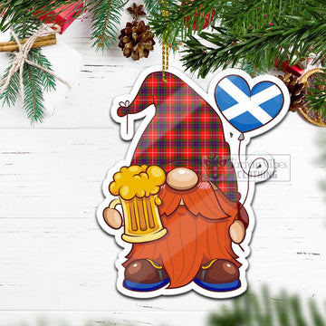 Abernethy Tartan Gnome Holding Beer Glass Christmas Ornament with Personalized National Flag