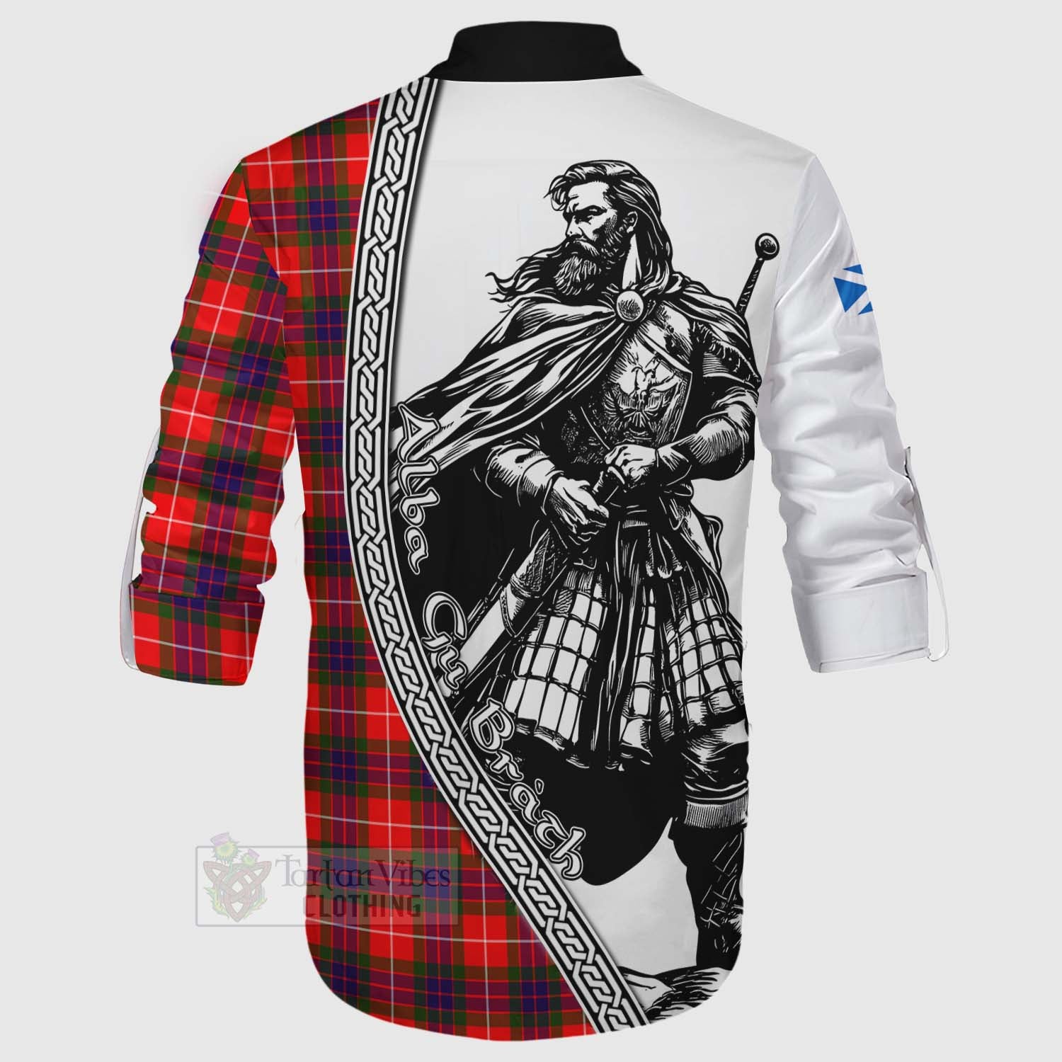 Tartan Vibes Clothing Abernethy Tartan Clan Crest Ghillie Kilt Shirt with Highlander Warrior Celtic Style