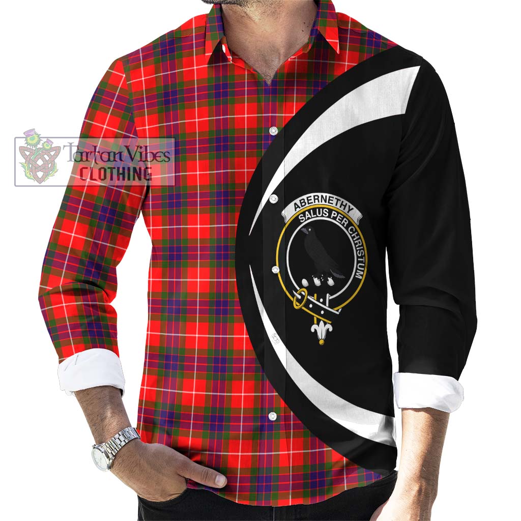 Tartan Vibes Clothing Abernethy Tartan Long Sleeve Button Up with Family Crest Circle Style