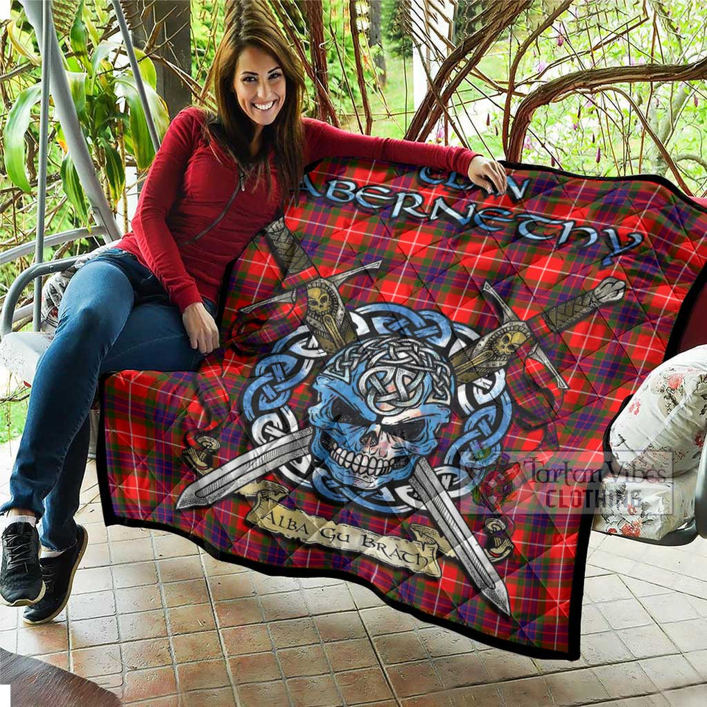 Tartan Vibes Clothing Abernethy Tartan Quilt with Celtic Skull Alba Gu Brath Style