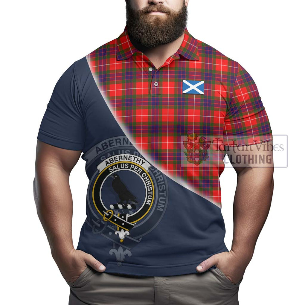 Abernethy Tartan Polo Shirt with Personalised National Flag and Family Crest Half Style - Tartanvibesclothing Shop