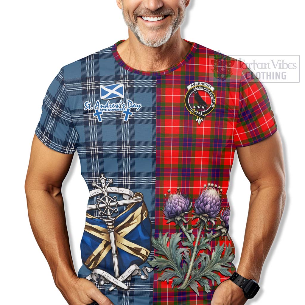 Tartan Vibes Clothing Abernethy Tartan T-Shirt Happy St. Andrew's Day Half Tartan Style