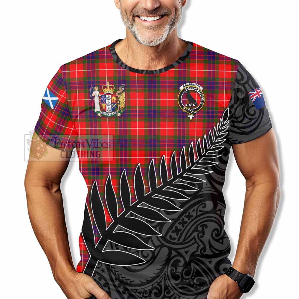 Tartan Vibes Clothing Abernethy Crest Tartan T-Shirt with New Zealand Silver Fern Half Style