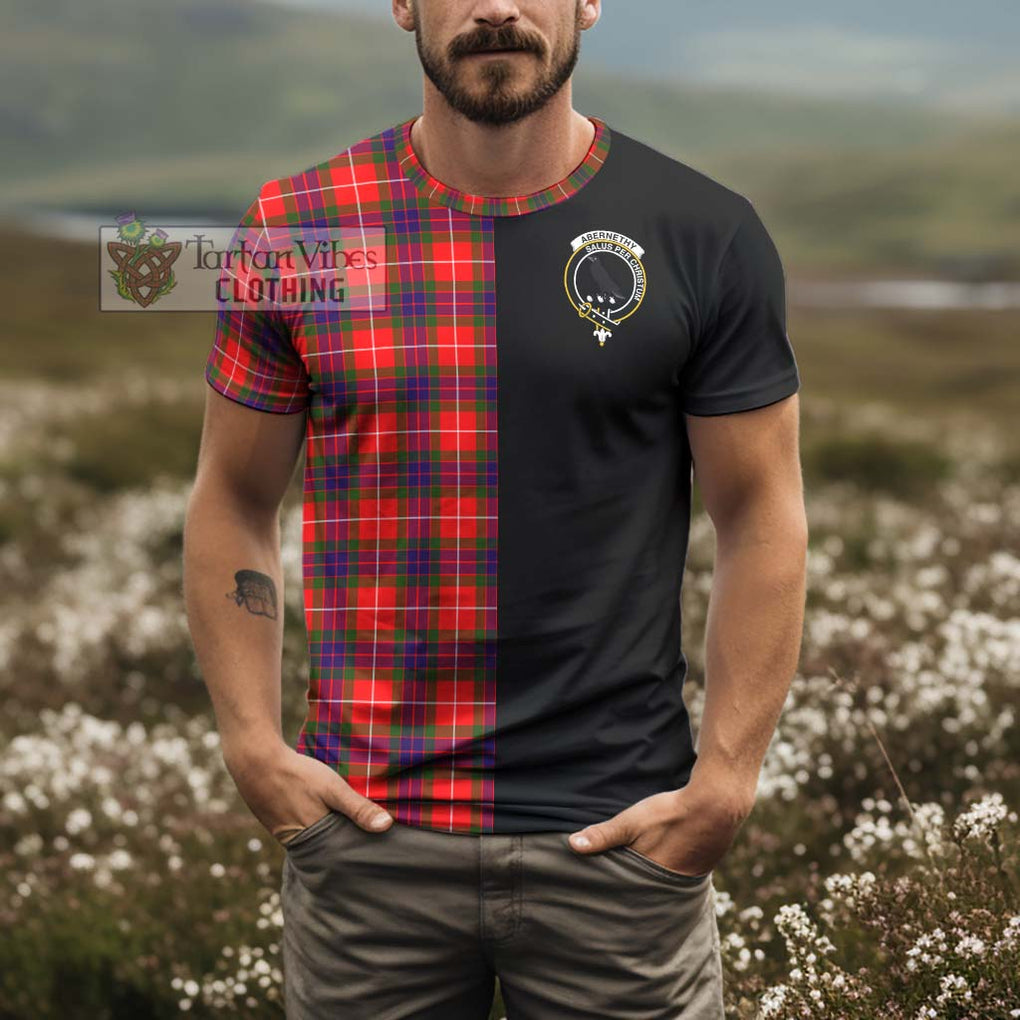 Abernethy Tartan T-Shirt with Family Crest and Half Of Me Style - Tartanvibesclothing Shop