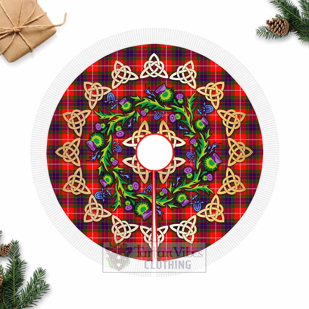 Tartan Vibes Clothing Abernethy Tartan Christmas Tree Skirt with Thistle Celtic Knot Style