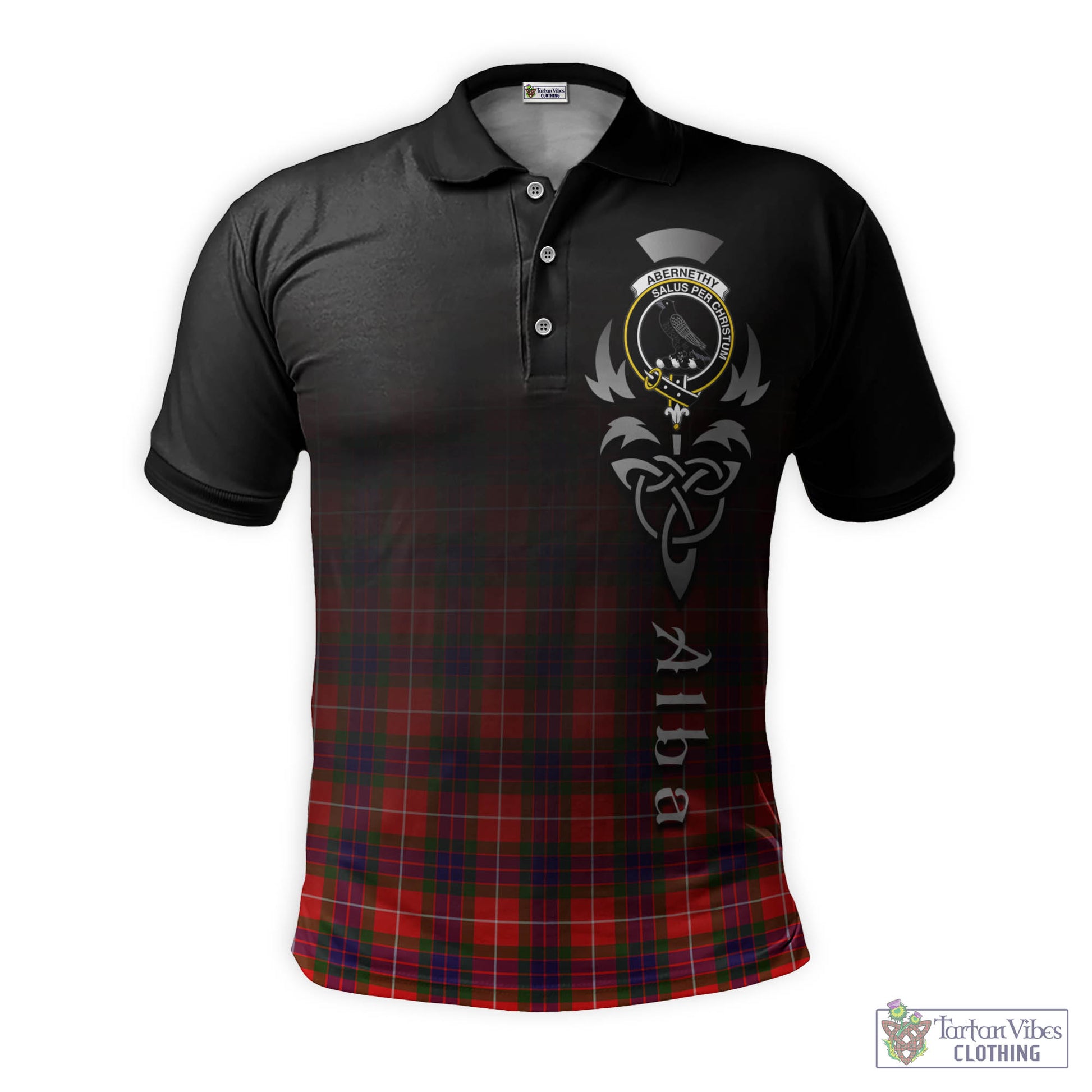 Tartan Vibes Clothing Abernethy Tartan Polo Shirt Featuring Alba Gu Brath Family Crest Celtic Inspired