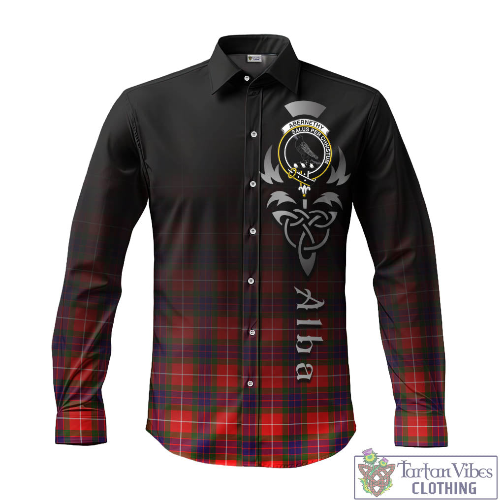 Tartan Vibes Clothing Abernethy Tartan Long Sleeve Button Up Featuring Alba Gu Brath Family Crest Celtic Inspired