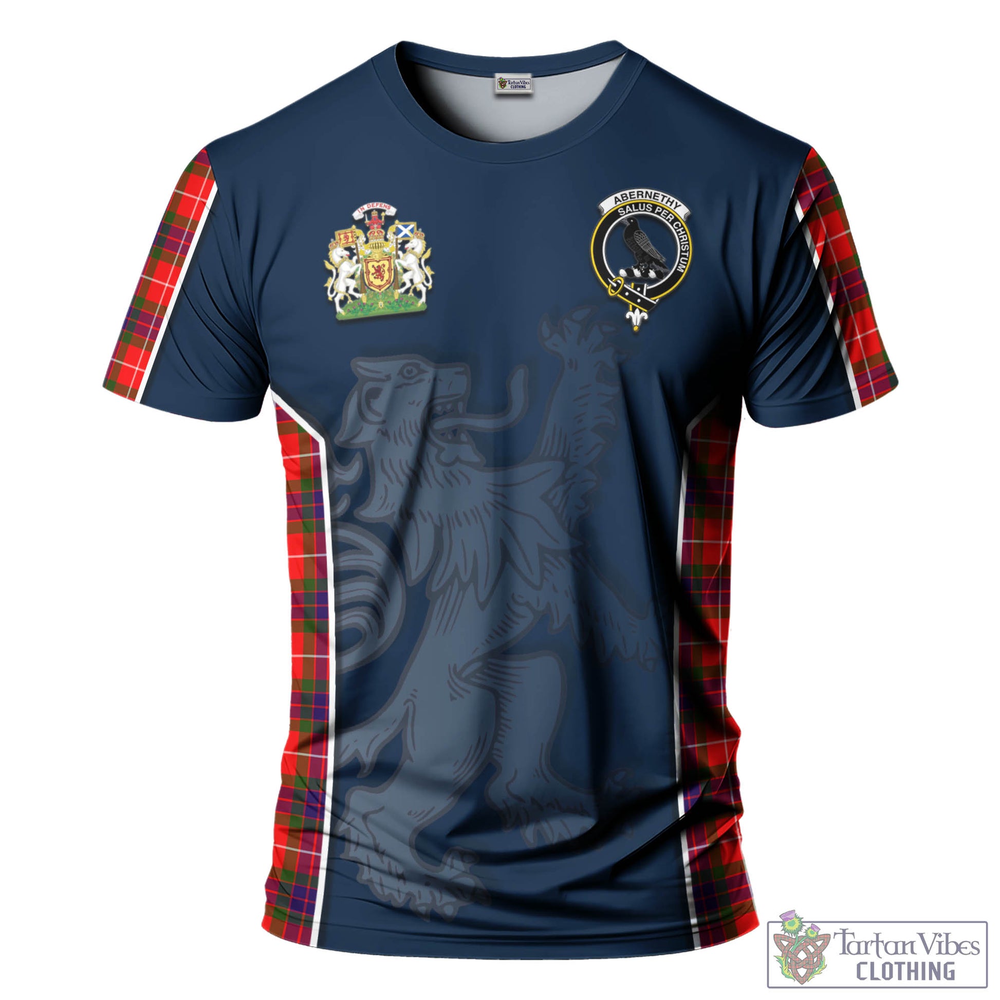 Tartan Vibes Clothing Abernethy Tartan T-Shirt with Family Crest and Lion Rampant Vibes Sport Style