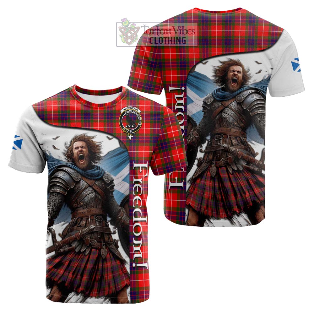 Tartan Vibes Clothing Abernethy Crest Tartan Cotton T-shirt Inspired by the Freedom of Scottish Warrior