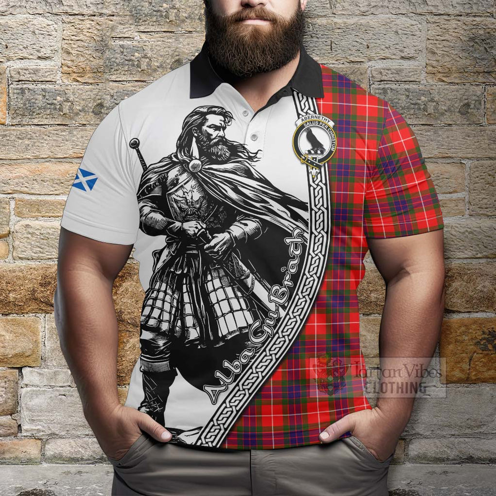 Tartan Vibes Clothing Abernethy Tartan Clan Crest Polo Shirt with Highlander Warrior Celtic Style