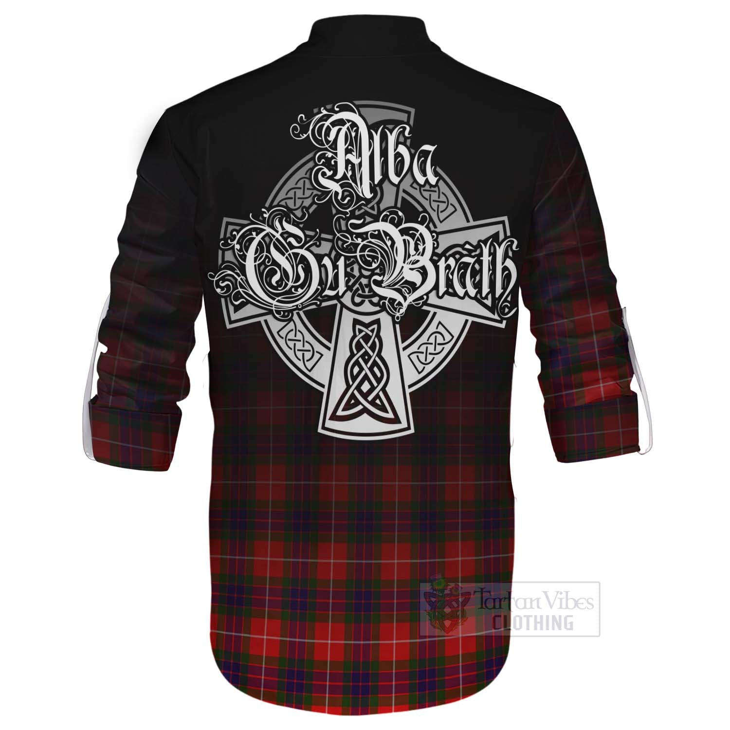 Tartan Vibes Clothing Abernethy Tartan Ghillie Kilt Shirt Featuring Alba Gu Brath Family Crest Celtic Inspired