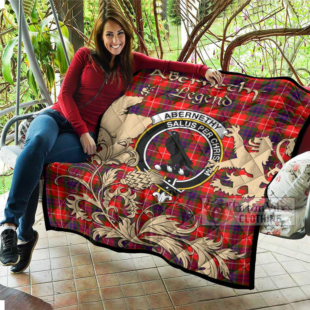 Tartan Vibes Clothing Abernethy Tartan Quilt with Family Crest and Scottish Symbol Style